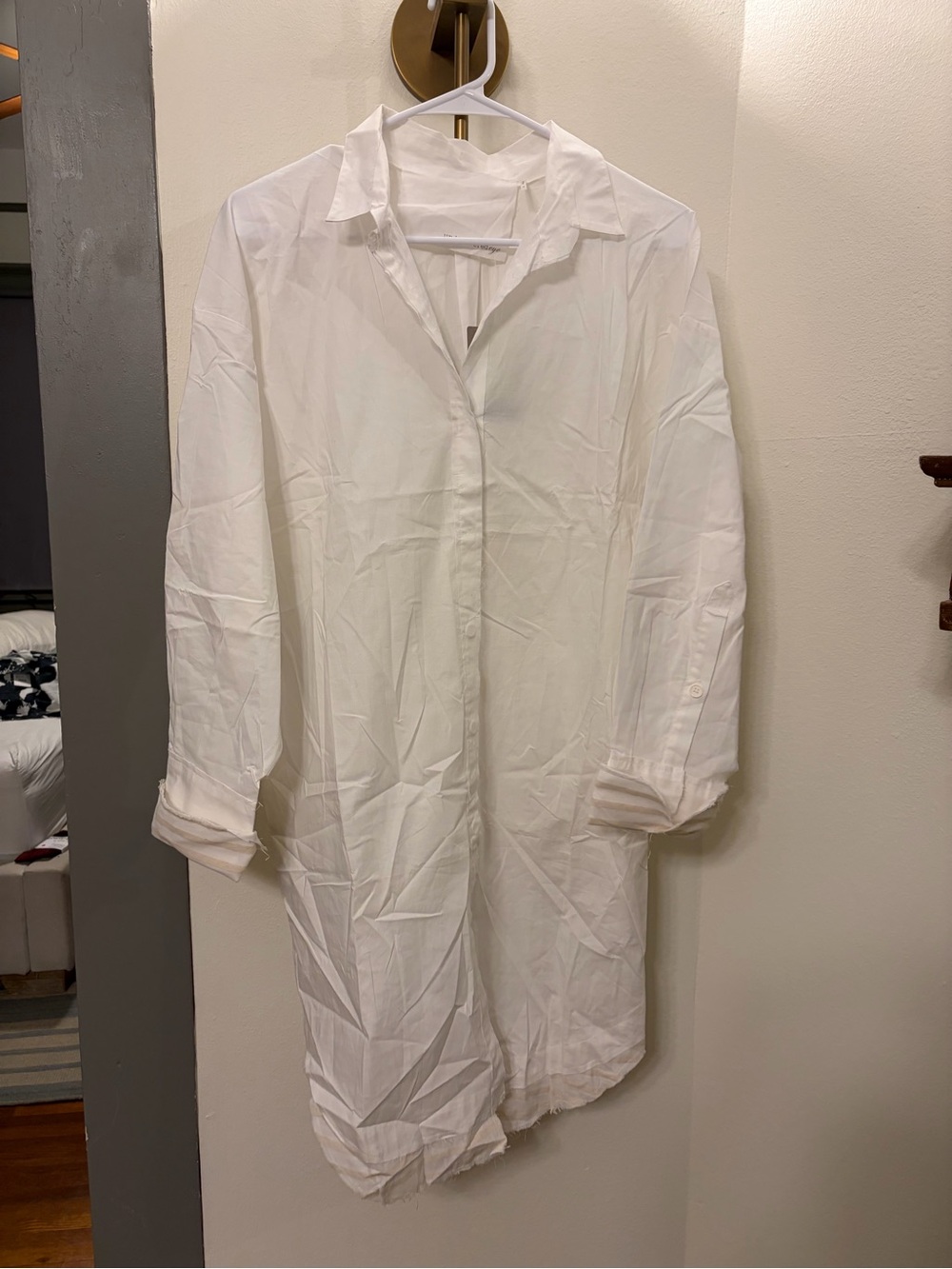 Anthropologie Longline White Casual Button-Down dress - women’s cotton dress